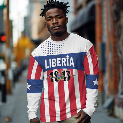 Personalized Liberia 1847 Long Sleeve Shirt Happy Independence Day