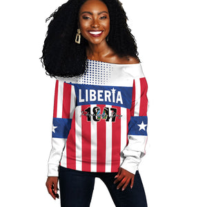 Personalized Liberia 1847 Off Shoulder Sweater Happy Independence Day