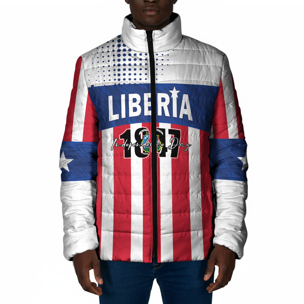 Personalized Liberia 1847 Padded Jacket Happy Independence Day