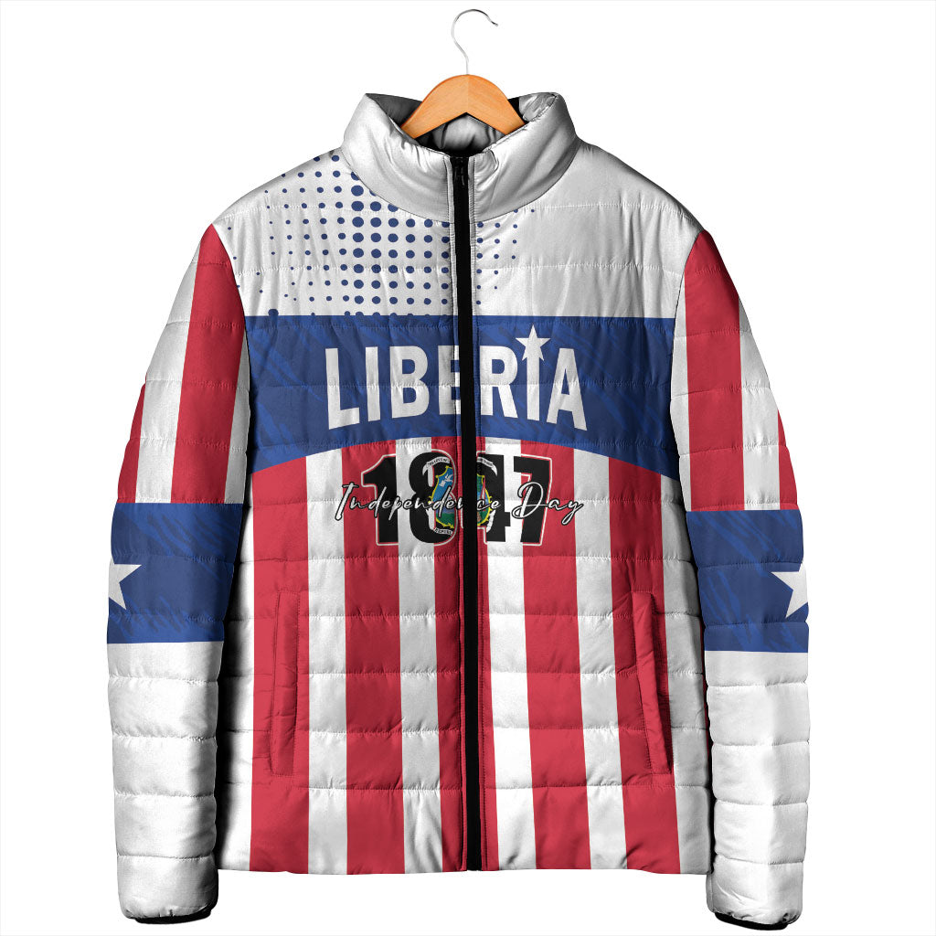 Personalized Liberia 1847 Padded Jacket Happy Independence Day