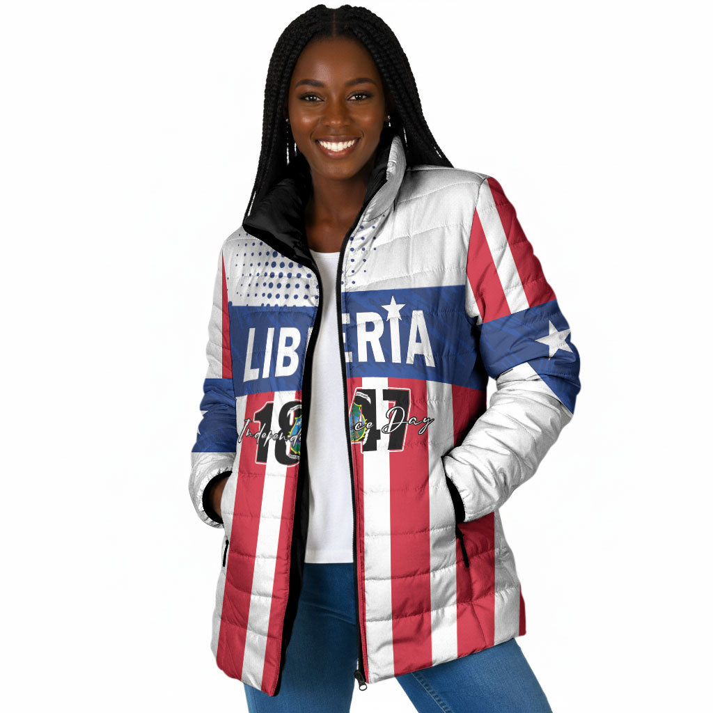 Personalized Liberia 1847 Padded Jacket Happy Independence Day