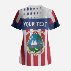 Personalized Liberia 1847 Scrub Top Happy Independence Day