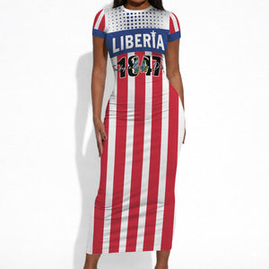 Personalized Liberia 1847 Short Sleeve Bodycon Dress Happy Independence Day