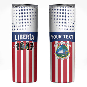 Personalized Liberia 1847 Skinny Tumbler Happy Independence Day
