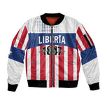 Personalized Liberia 1847 Sleeve Zip Bomber Jacket Happy Independence Day
