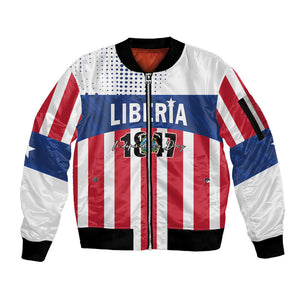 Personalized Liberia 1847 Sleeve Zip Bomber Jacket Happy Independence Day
