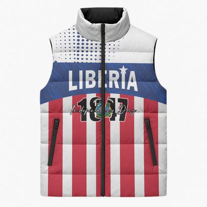 Personalized Liberia 1847 Sleeveless Puffer Jacket Happy Independence Day