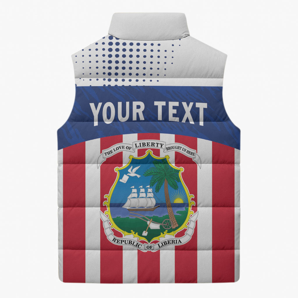 Personalized Liberia 1847 Sleeveless Puffer Jacket Happy Independence Day