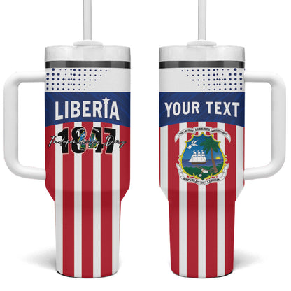 Personalized Liberia 1847 Tumbler With Handle Happy Independence Day