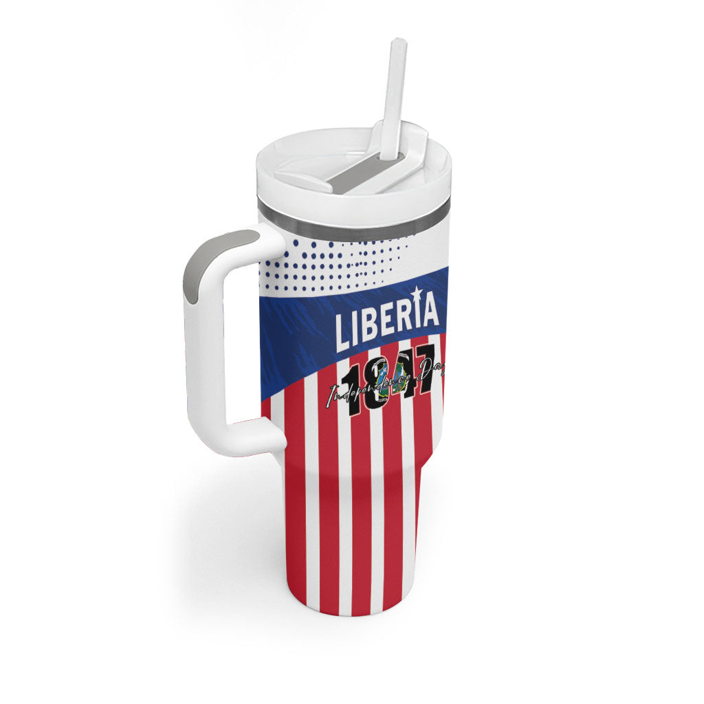 Personalized Liberia 1847 Tumbler With Handle Happy Independence Day