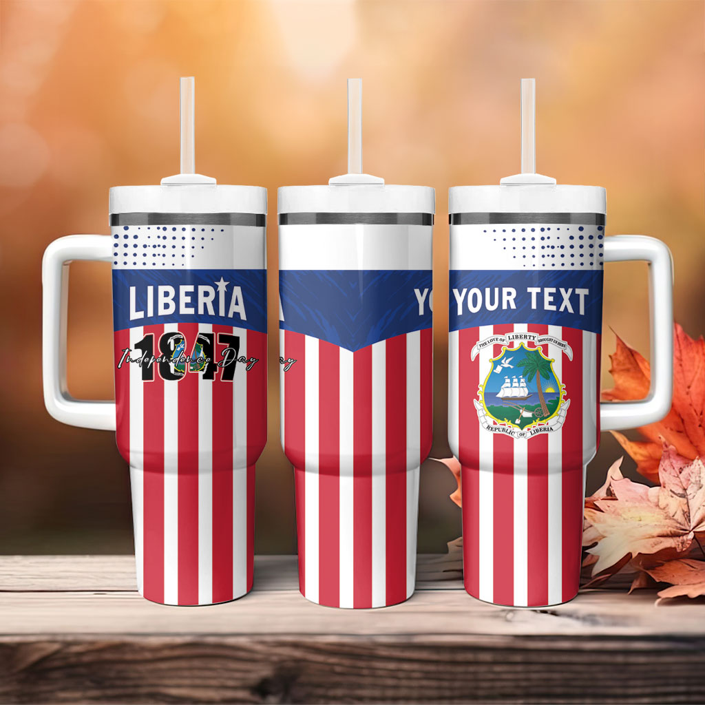 Personalized Liberia 1847 Tumbler With Handle Happy Independence Day