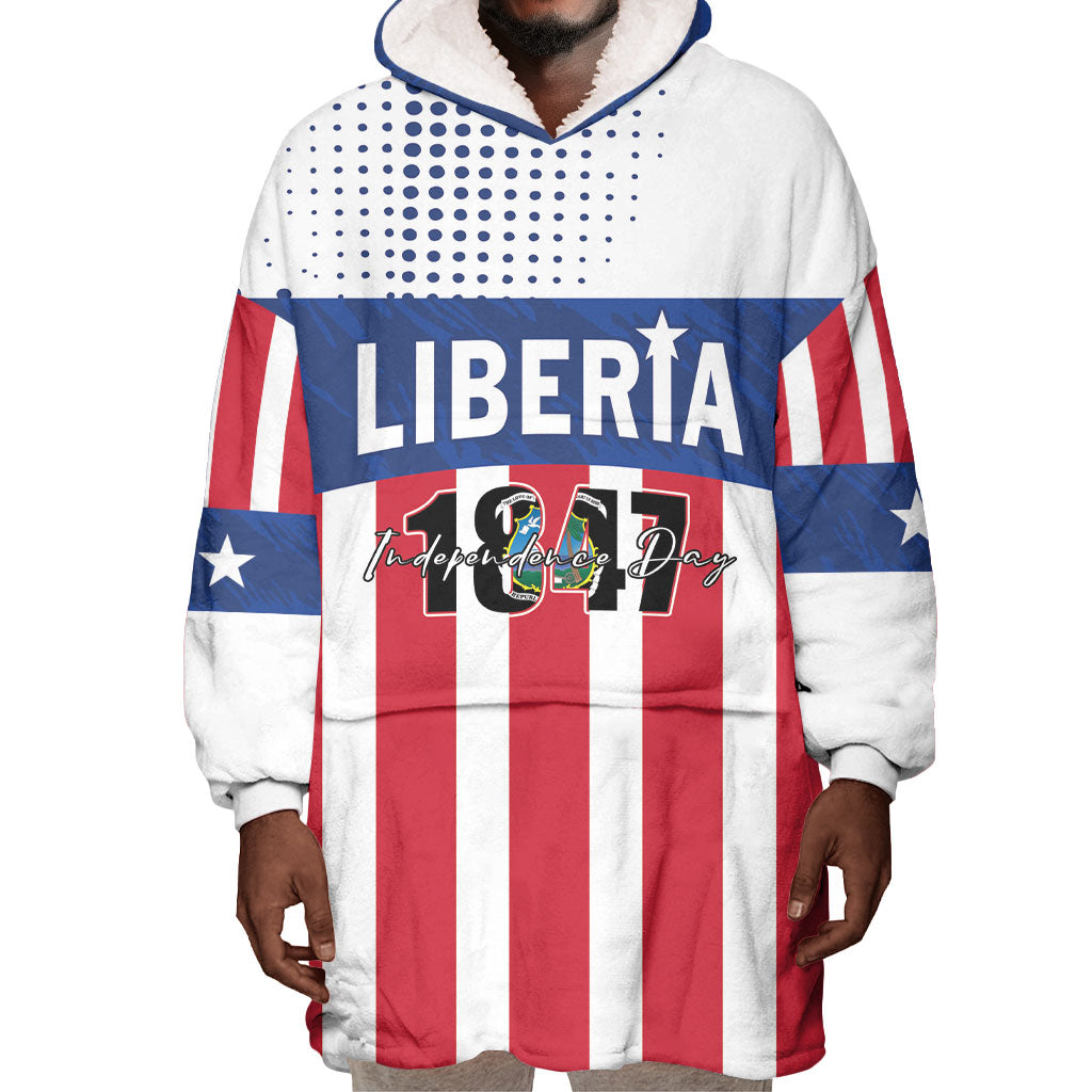 Personalized Liberia 1847 Wearable Blanket Hoodie Happy Independence Day