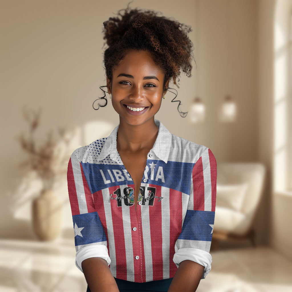 Personalized Liberia 1847 Women Casual Shirt Happy Independence Day