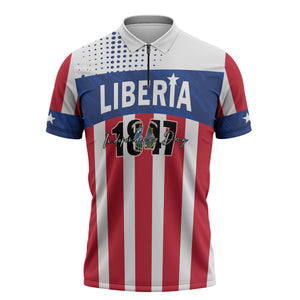 Personalized Liberia 1847 Zipper Polo Shirt Happy Independence Day