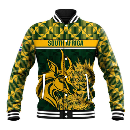 Custom South Africa Rugby Baseball Jacket - Go Springboks with African Pattern LT01