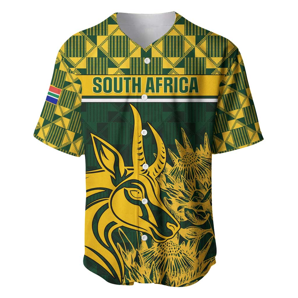 Custom South Africa Rugby Baseball Jersey - Go Springboks with African Pattern