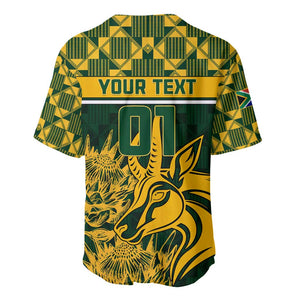 Custom South Africa Rugby Baseball Jersey - Go Springboks with African Pattern