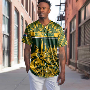 Custom South Africa Rugby Baseball Jersey - Go Springboks with African Pattern