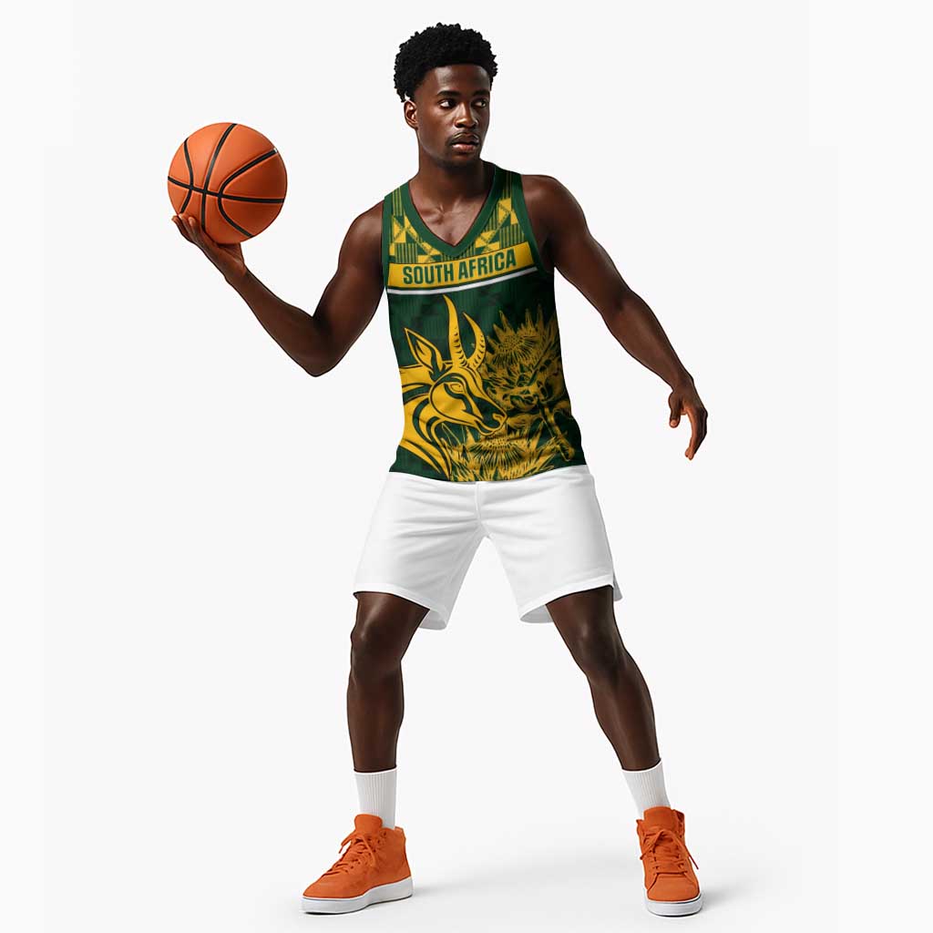 Custom South Africa Rugby Basketball Jersey - Go Springboks with African Pattern LT01