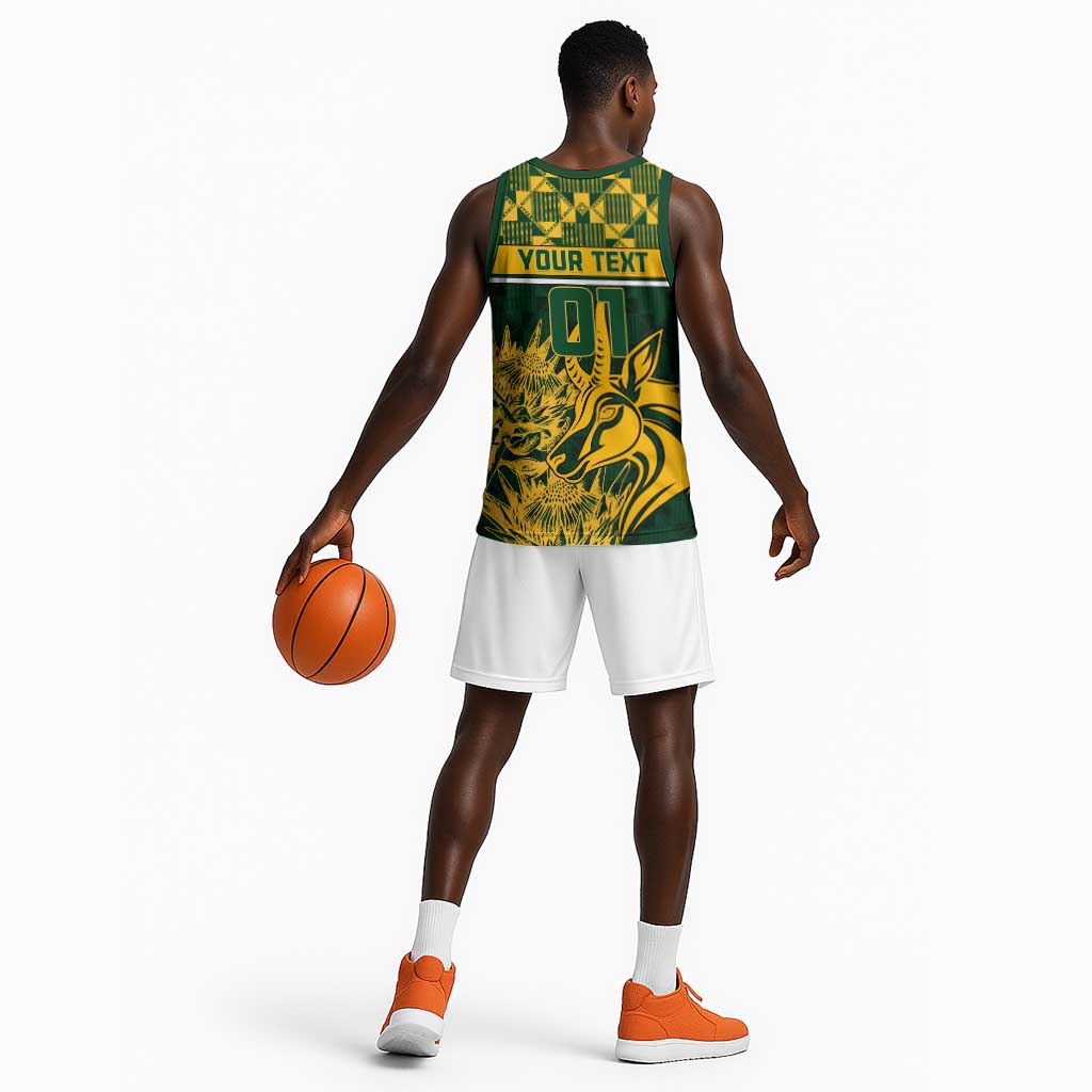 Custom South Africa Rugby Basketball Jersey - Go Springboks with African Pattern LT01