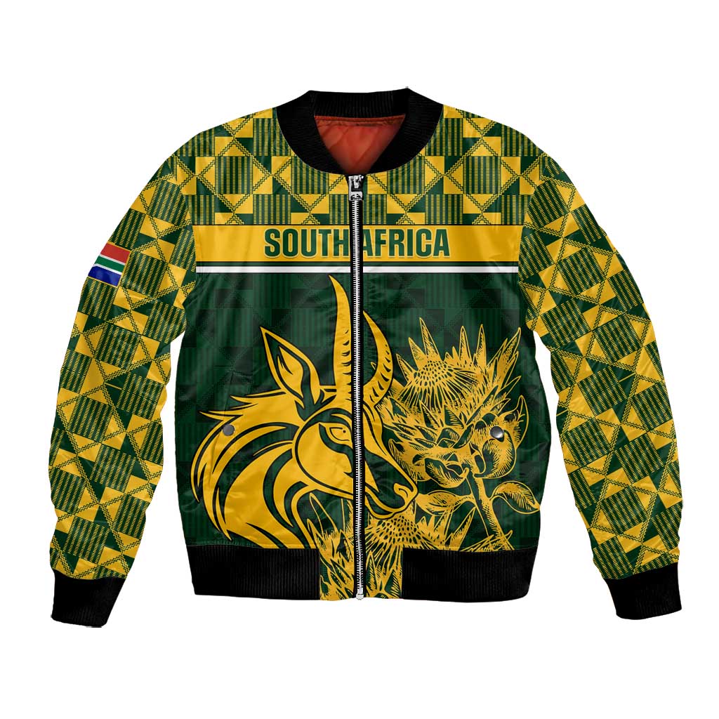 Custom South Africa Rugby Bomber Jacket - Go Springboks with African Pattern