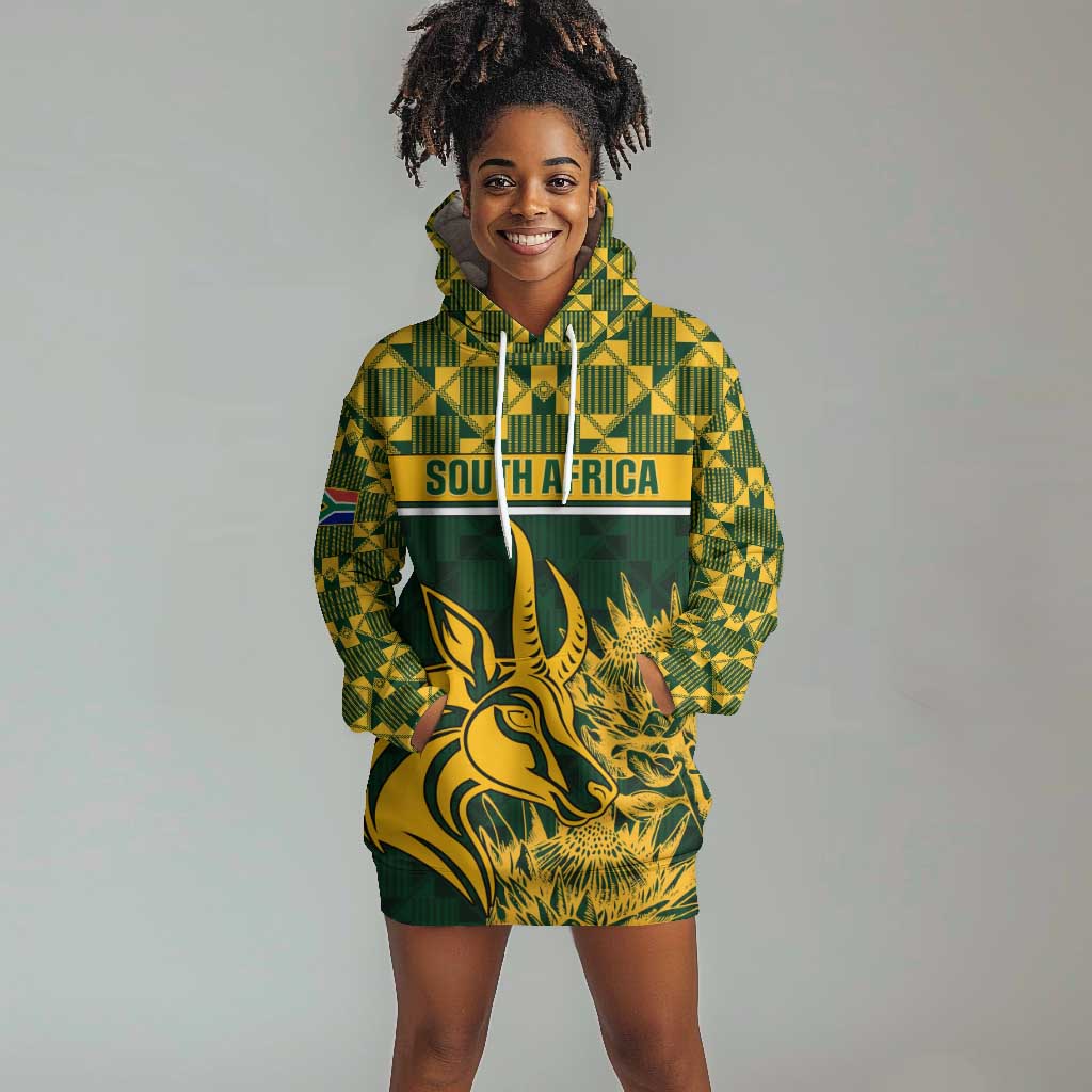 Custom South Africa Rugby Hoodie Dress - Go Springboks with African Pattern