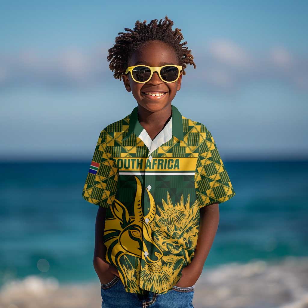 Custom South Africa Rugby Kid Hawaiian Shirt - Go Springboks with African Pattern