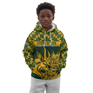 Custom South Africa Rugby Kid Hoodie - Go Springboks with African Pattern