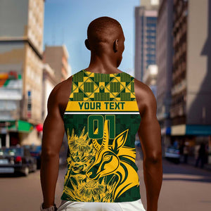 Custom South Africa Rugby Men Tank Top - Go Springboks with African Pattern