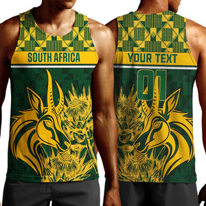 Custom South Africa Rugby Men Tank Top - Go Springboks with African Pattern