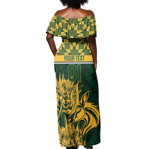 Custom South Africa Rugby Off Shoulder Maxi Dress - Go Springboks with African Pattern