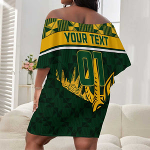 Custom South Africa Rugby Off Shoulder Short Dress - Go Springboks with African Pattern LT01