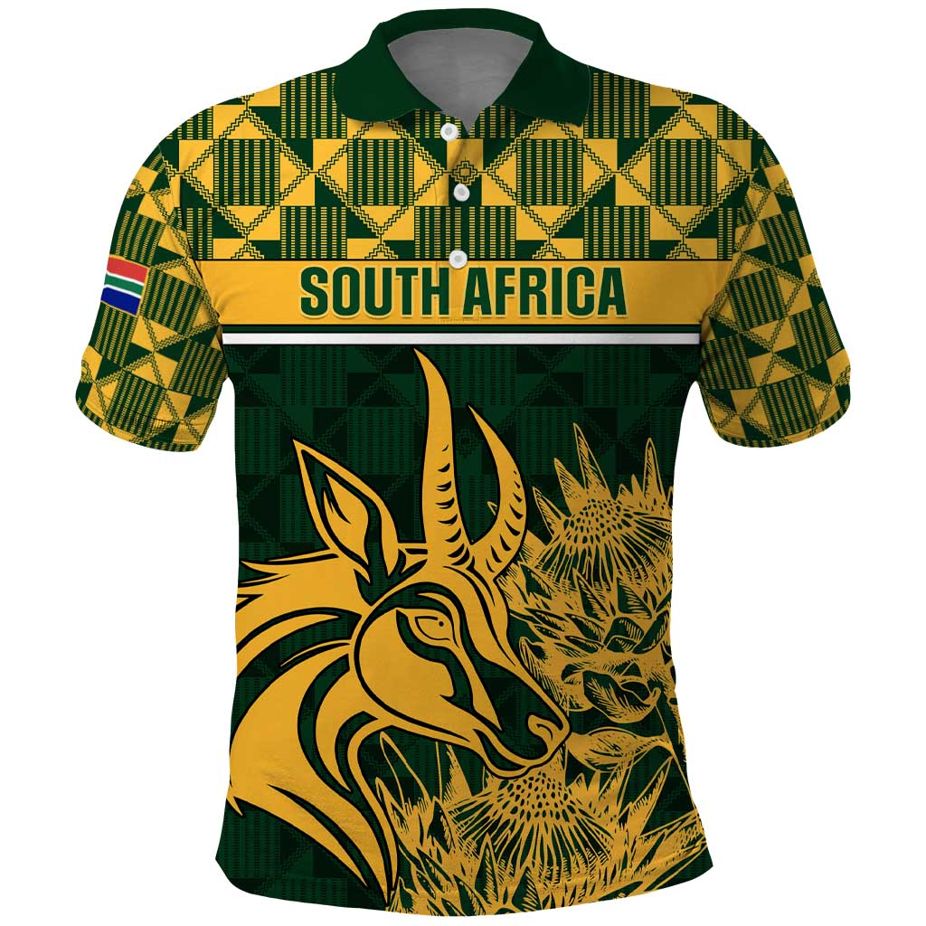 Custom South Africa Rugby Polo Shirt - Go Springboks with African Pattern