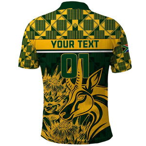 Custom South Africa Rugby Polo Shirt - Go Springboks with African Pattern