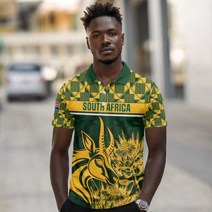 Custom South Africa Rugby Polo Shirt - Go Springboks with African Pattern