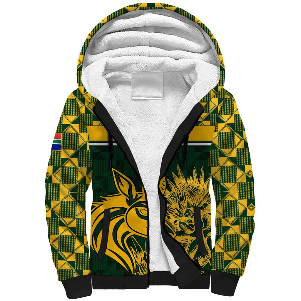 Custom South Africa Rugby Sherpa Hoodie - Go Springboks with African Pattern