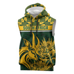 Custom South Africa Rugby Sleeveless Hoodie - Go Springboks with African Pattern - African Pride