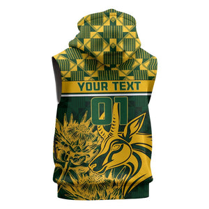 Custom South Africa Rugby Sleeveless Hoodie - Go Springboks with African Pattern - African Pride