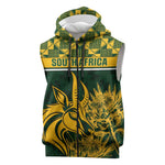 Custom South Africa Rugby Sleeveless Zip Hoodie - Go Springboks with African Pattern - African Pride