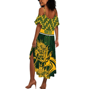 Custom South Africa Rugby Summer Maxi Dress - Go Springboks with African Pattern