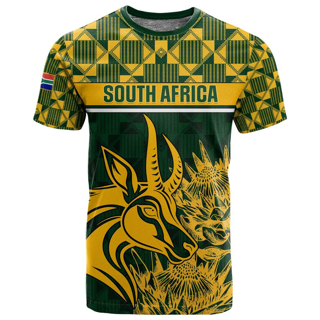 Custom South Africa Rugby T shirt - Go Springboks with African Pattern