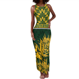 Custom South Africa Rugby Tank Maxi Dress - Go Springboks with African Pattern