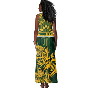 Custom South Africa Rugby Tank Maxi Dress - Go Springboks with African Pattern