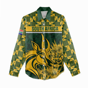 Custom South Africa Rugby Women Casual Shirt - Go Springboks with African Pattern