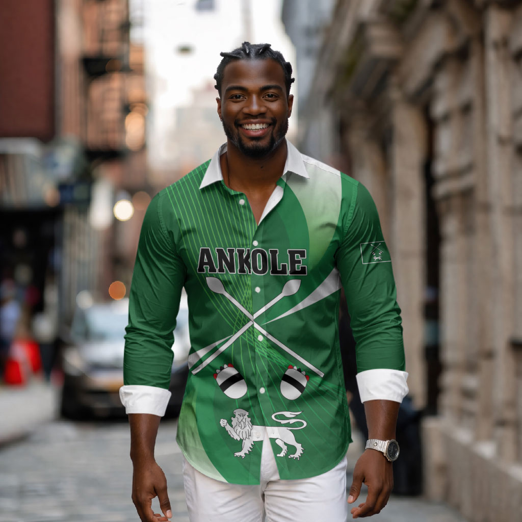 Personalised Kingdom of Ankole Long Sleeve Button Shirt Obugabe Bw Ankole