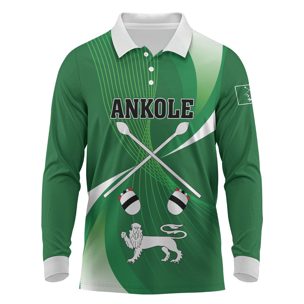 Personalised Kingdom of Ankole Long Sleeve Polo Shirt Obugabe Bw Ankole