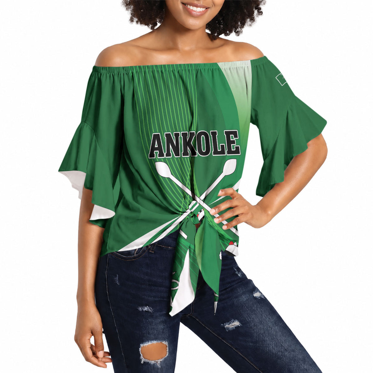 Personalised Kingdom of Ankole Off Shoulder Wrap Waist Top Obugabe Bw Ankole