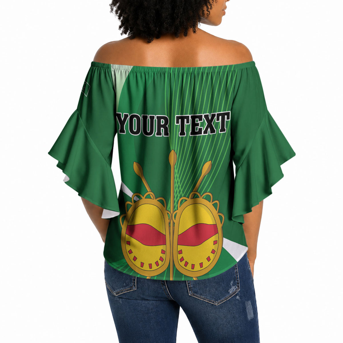 Personalised Kingdom of Ankole Off Shoulder Wrap Waist Top Obugabe Bw Ankole