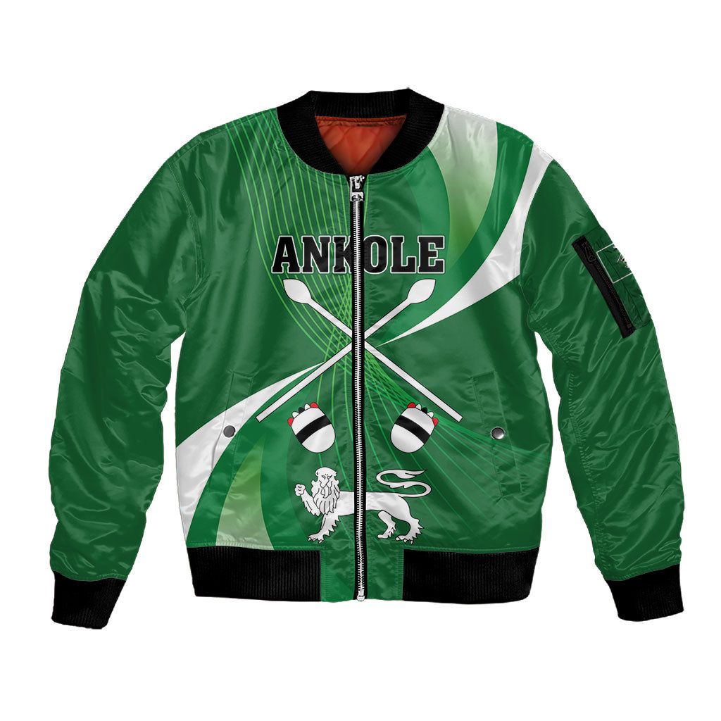 Personalised Kingdom of Ankole Sleeve Zip Bomber Jacket Obugabe Bw Ankole