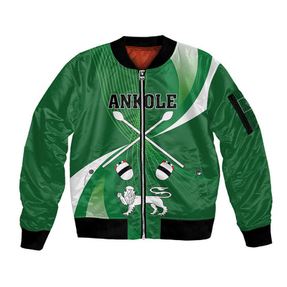 Personalised Kingdom of Ankole Sleeve Zip Bomber Jacket Obugabe Bw Ankole